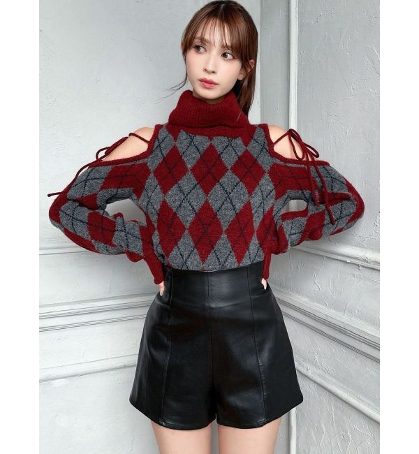 RESEXXY「アーガイルタートルニットトップス」|ニット・セーター|