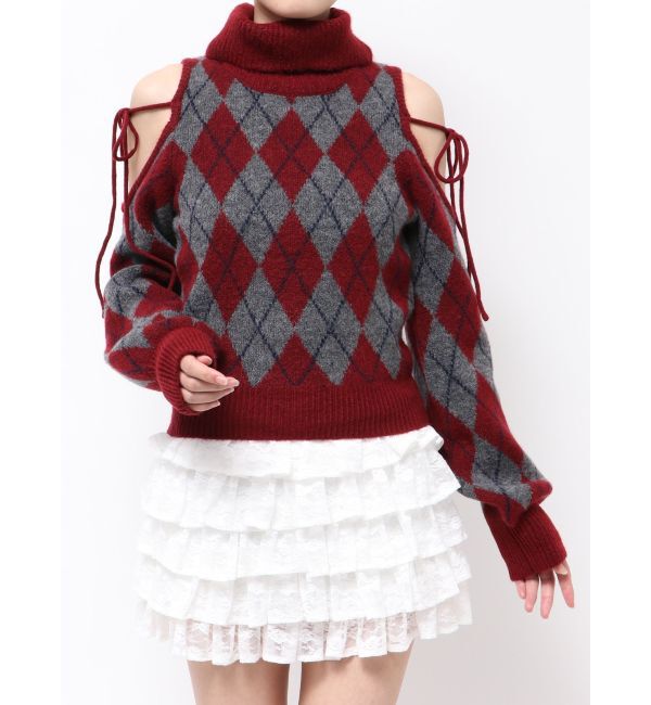 RESEXXY「アーガイルタートルニットトップス」|ニット・セーター|