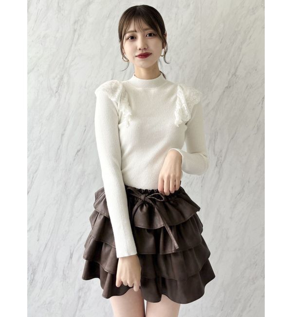 dazzlin「バックオープンフリルニットプルオーバー」|ニット・セーター|