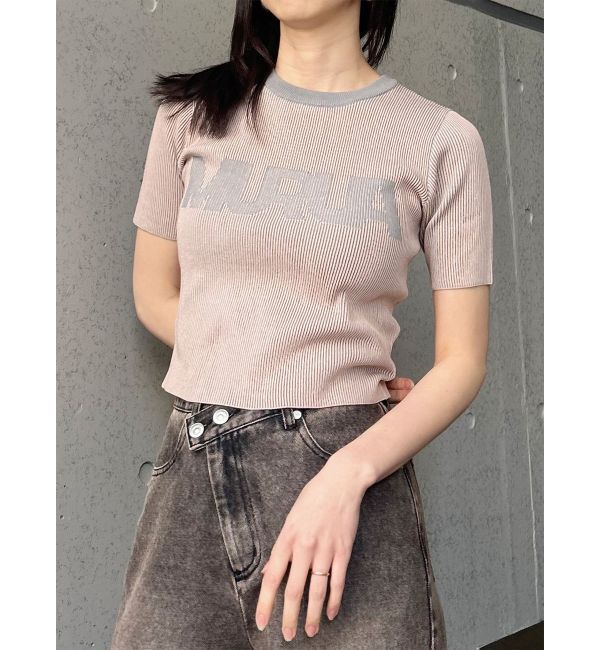 MURUA「リンガーロゴハーフニット」|ニット・セーター|ピンク