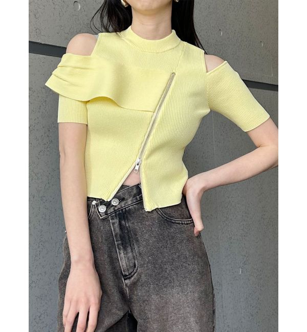 MURUA「ショルダーカットZIPハーフニット」|ニット・セーター|