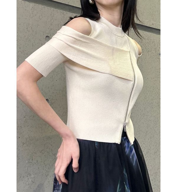 MURUA「ショルダーカットZIPハーフニット」|ニット・セーター|