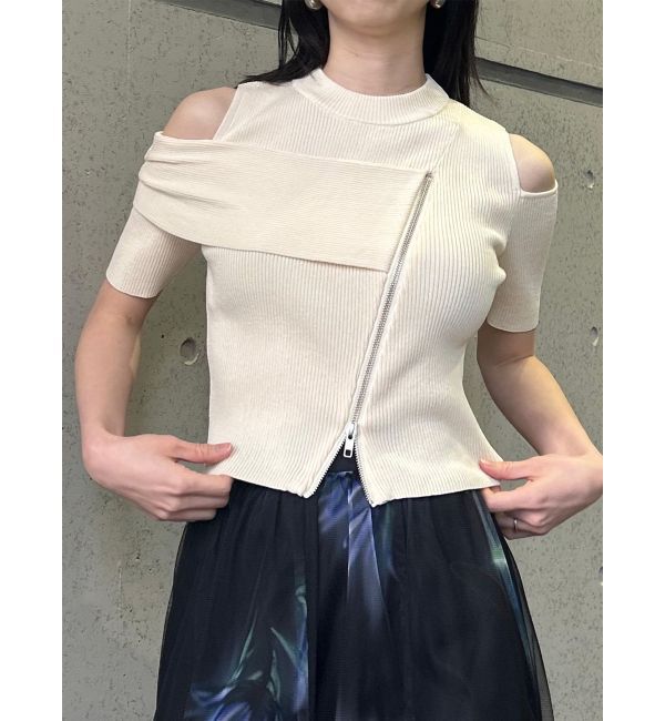 MURUA「ショルダーカットZIPハーフニット」|ニット・セーター|