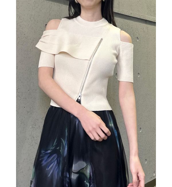 MURUA「ショルダーカットZIPハーフニット」|ニット・セーター|