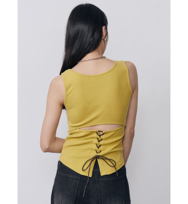 MURUA「カップ付きバックレースアップテレコタンク」|タンクトップ|