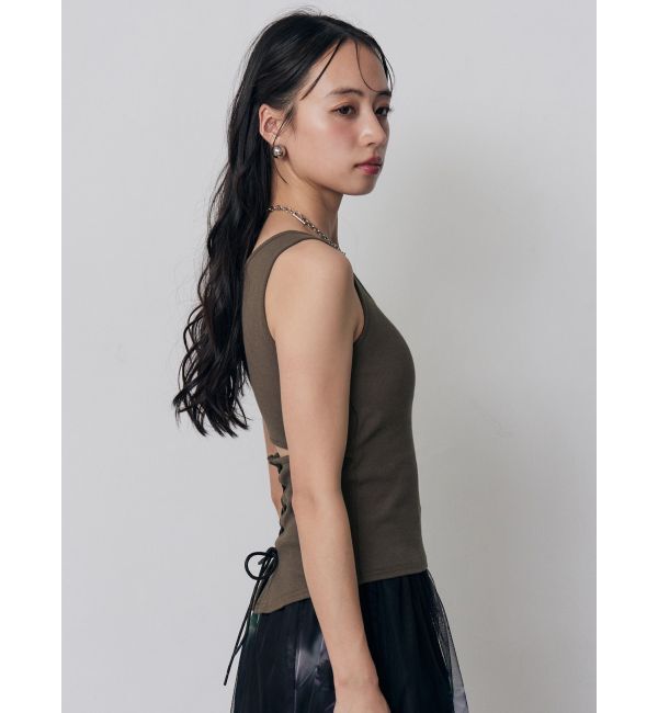MURUA「カップ付きバックレースアップテレコタンク」|タンクトップ|