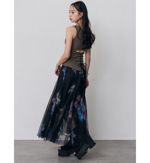 MURUA「カップ付きバックレースアップテレコタンク」|タンクトップ|