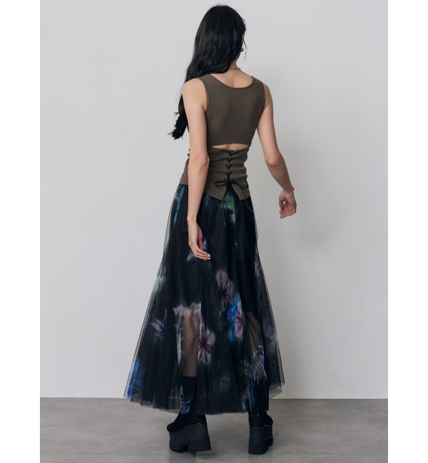 MURUA「カップ付きバックレースアップテレコタンク」|タンクトップ|