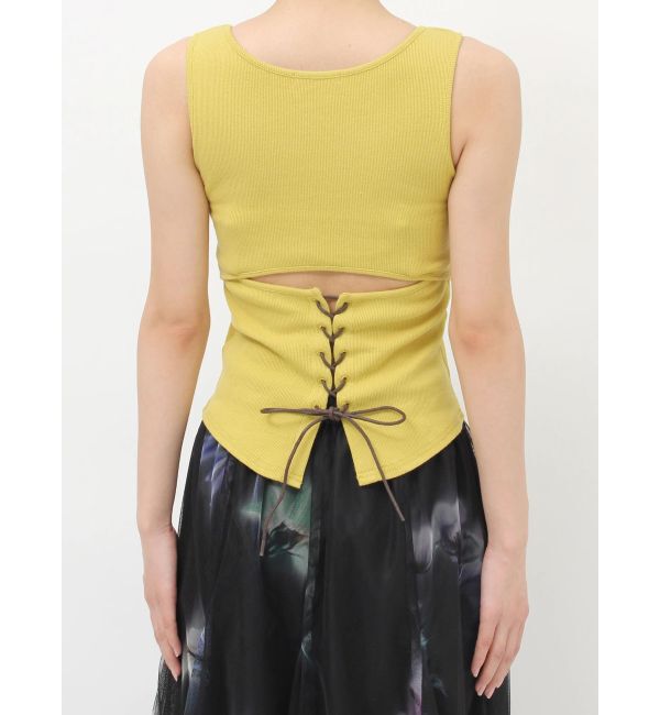 MURUA「カップ付きバックレースアップテレコタンク」|タンクトップ|