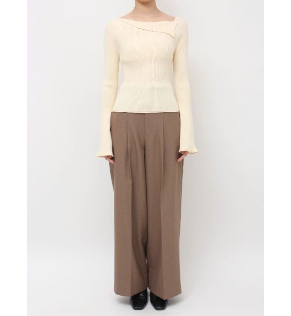 LAGUNAMOON「アシンメトリーラペルリブニットプルオーバー」|ニット・セーター|