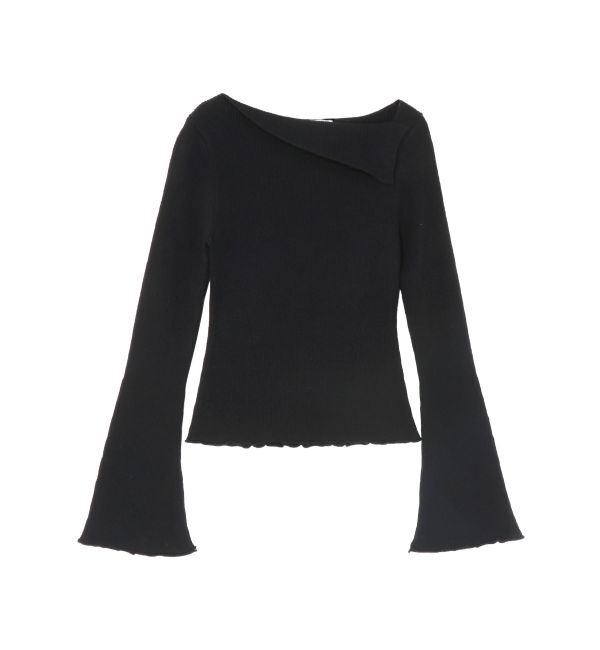 LAGUNAMOON「アシンメトリーラペルリブニットプルオーバー」|ニット・セーター|