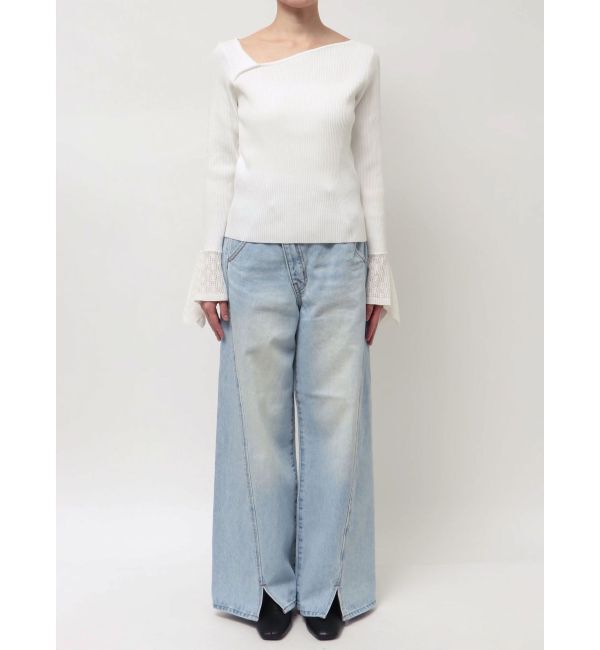 LAGUNAMOON「シアーパターンカフスリブニットプルオーバー」|ニット・セーター|