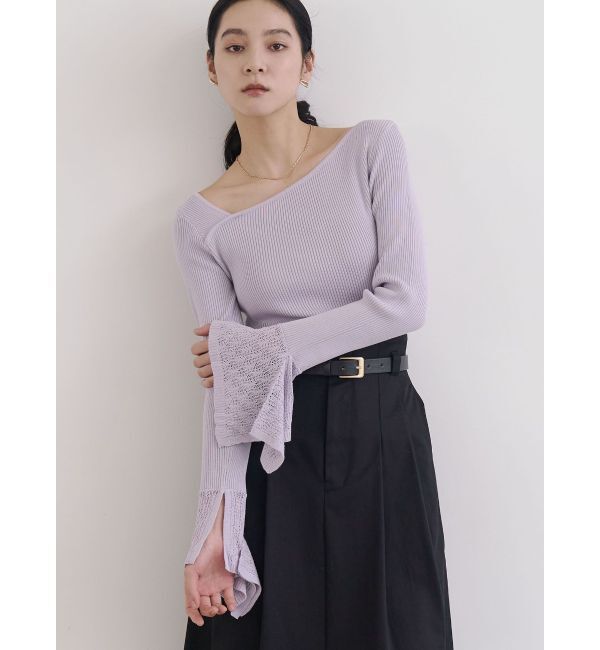 LAGUNAMOON「シアーパターンカフスリブニットプルオーバー」|ニット・セーター|ラベンダー