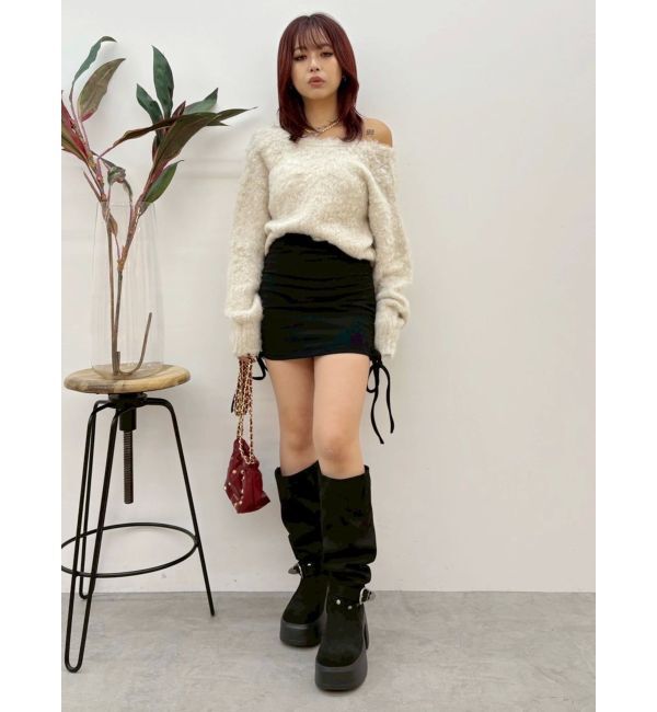 EVRIS「サイドギャザースウェットミニスカート【セットアップ着用可能】」|スカート|