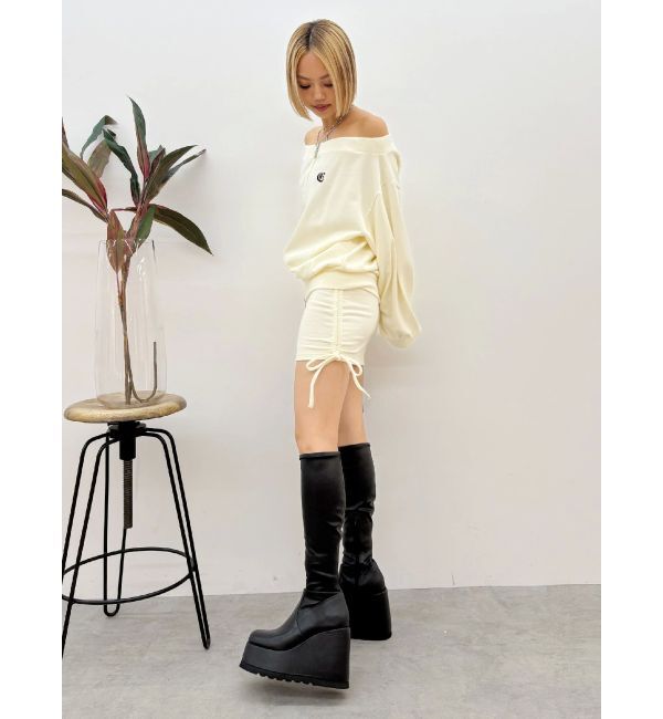 EVRIS「サイドギャザースウェットミニスカート【セットアップ着用可能】」|スカート|