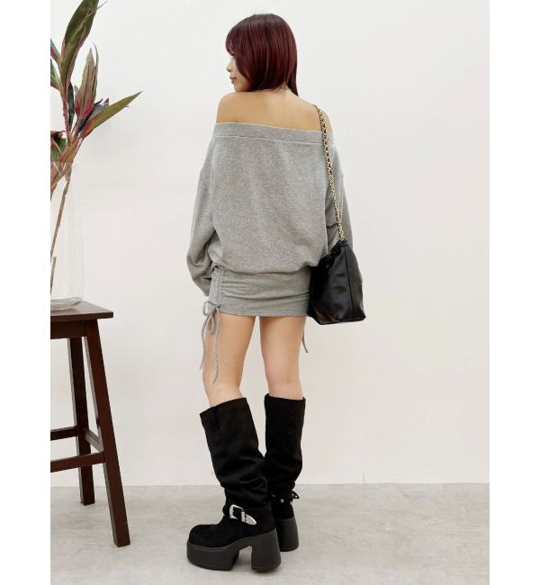 EVRIS「サイドギャザースウェットミニスカート【セットアップ着用可能】」|スカート|