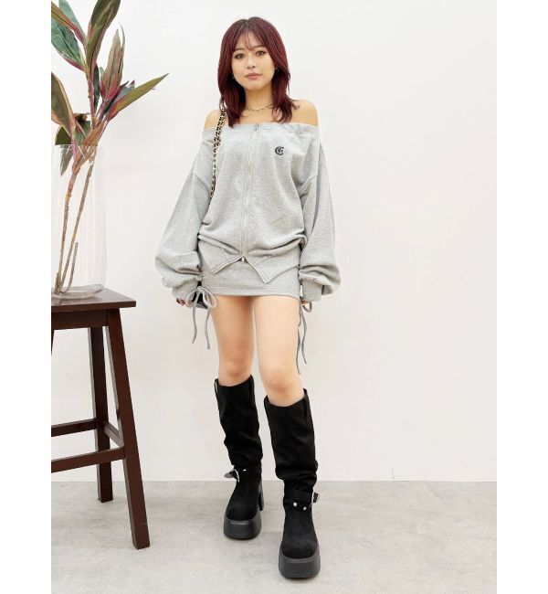 EVRIS「サイドギャザースウェットミニスカート【セットアップ着用可能】」|スカート|