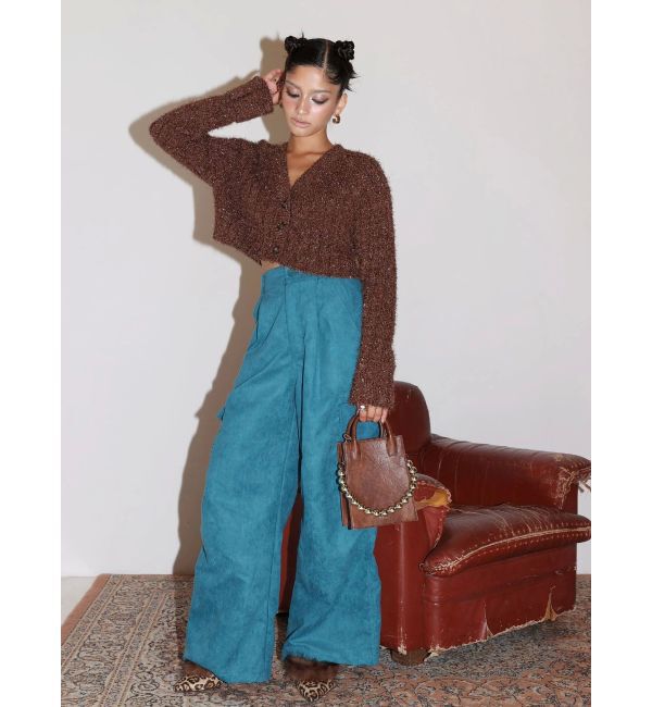 EVRIS「フェザーラメニットショートカーディガン」|カーディガン|