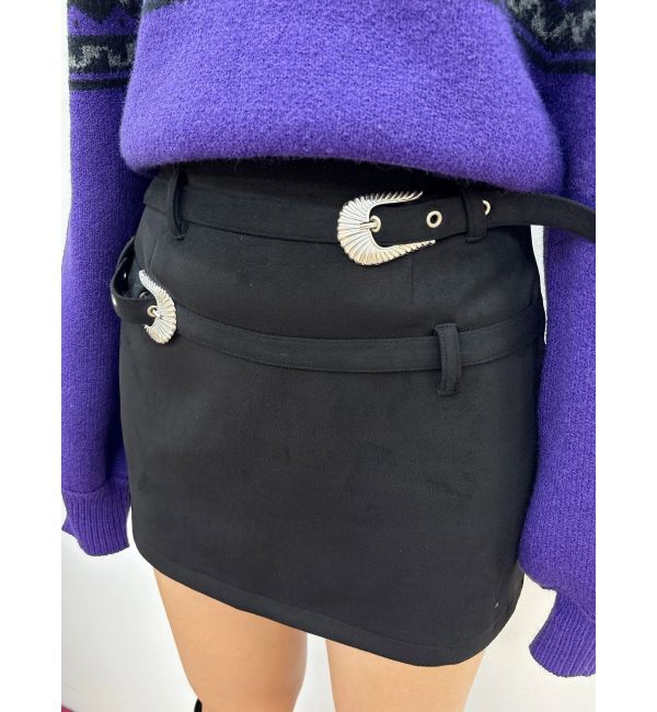 EVRIS「ダブルバックルベルトミニスカート」|スカート|