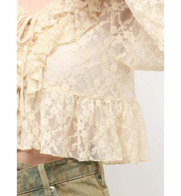EVRIS「フロントリボンレースクロップドシャツ」|シャツ・ブラウス|
