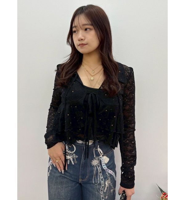 EVRIS「スタッズレースリボンシャツ」|シャツ・ブラウス|