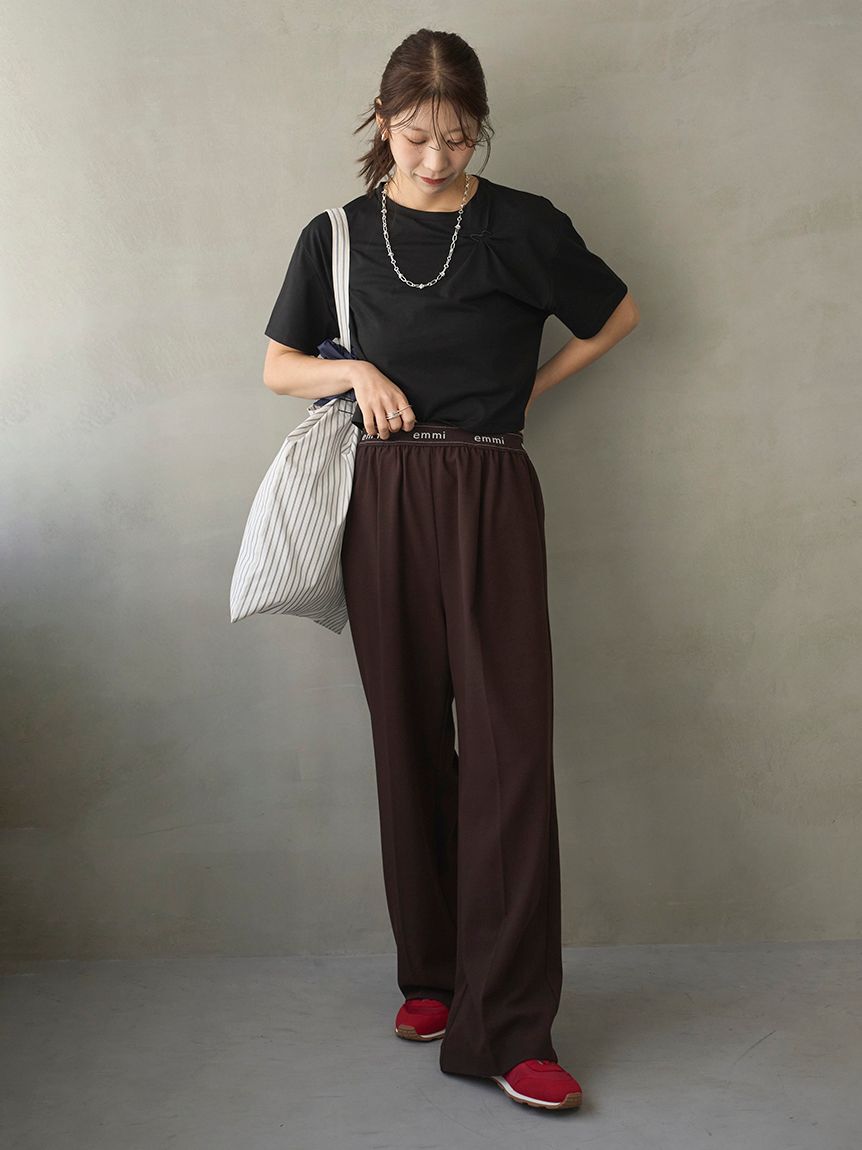 emmi atelier「emmiロゴゴムジャガードイージーパンツ」|チノ|