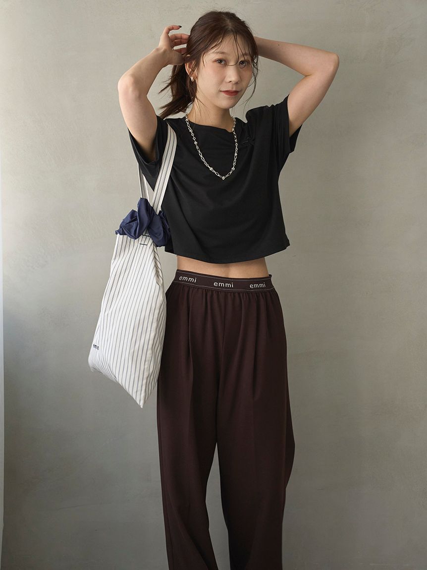 emmi atelier「emmiロゴゴムジャガードイージーパンツ」|チノ|