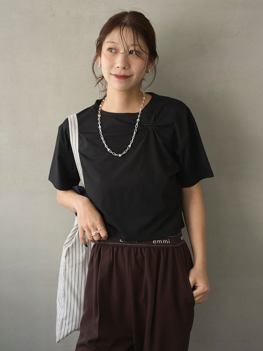 emmi atelier「emmiロゴゴムジャガードイージーパンツ」|チノ|