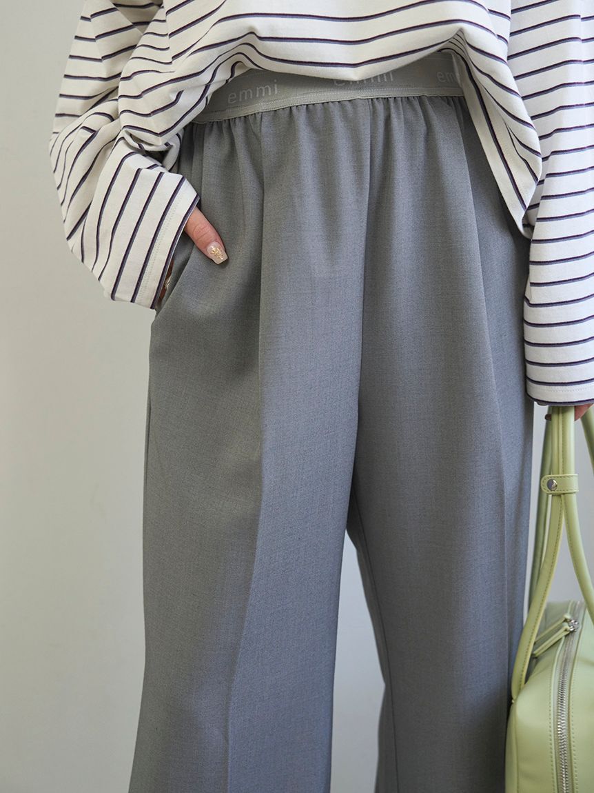 emmi atelier「emmiロゴゴムジャガードイージーパンツ」|チノ|