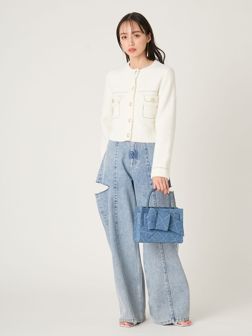 FRAY I.D「【00サイズあり】カットアウトバレルデニムパンツ」|デニム|