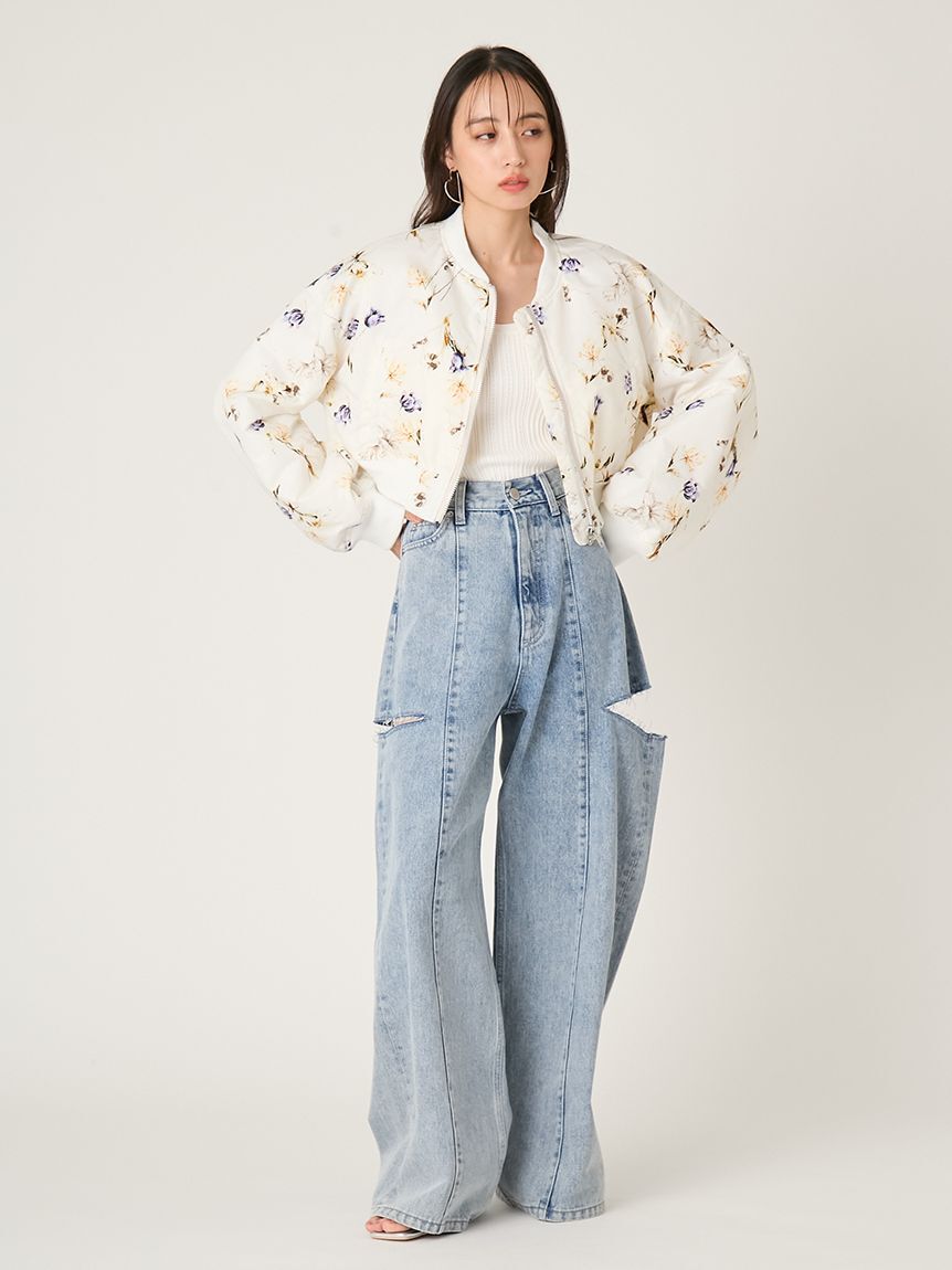 FRAY I.D「【00サイズあり】カットアウトバレルデニムパンツ」|デニム|