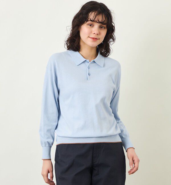 MACKINTOSH PHILOSOPHY「GREY LABEL ラインニットポロ」|ニット・セーター|ブルー