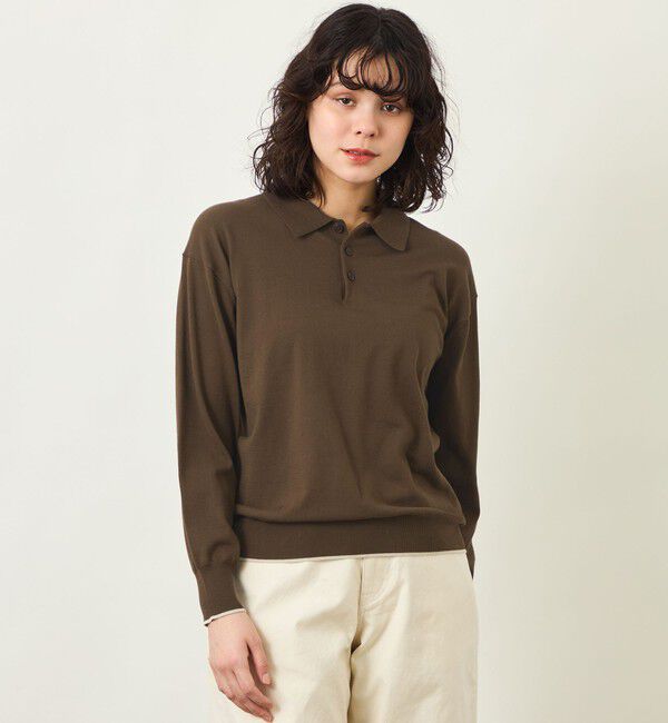MACKINTOSH PHILOSOPHY「GREY LABEL ラインニットポロ」|ニット・セーター|ブラウン