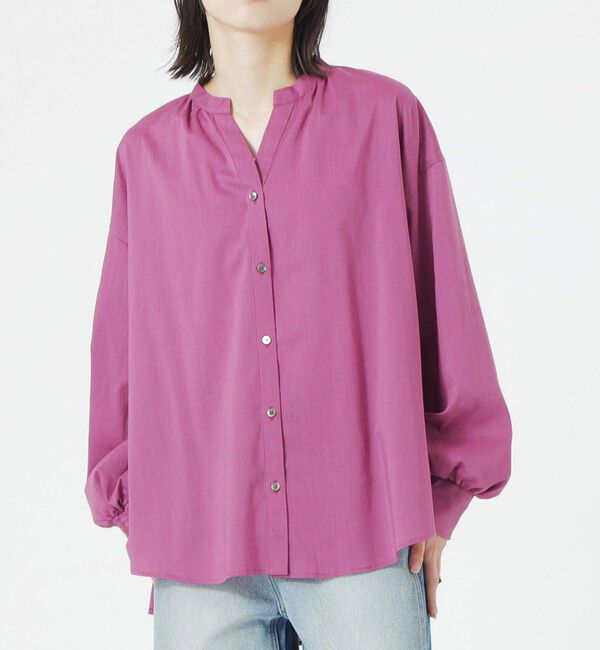  「リネンミックスギャザーブラウス」|シャツ・ブラウス|