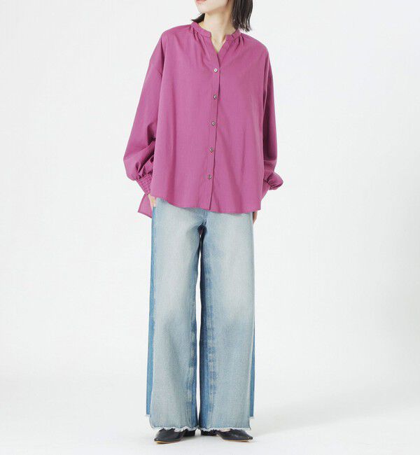  「リネンミックスギャザーブラウス」|シャツ・ブラウス|
