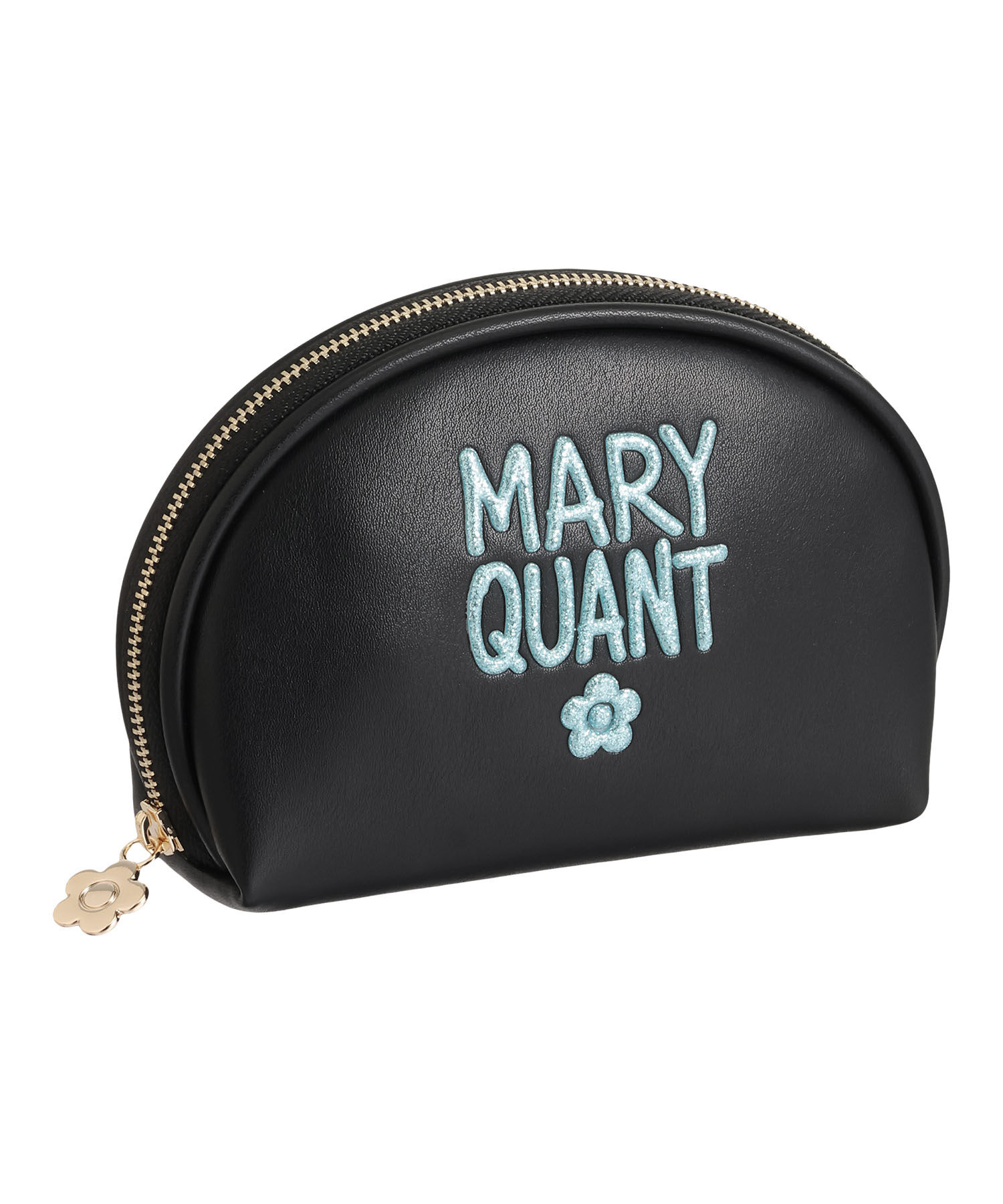 MARY QUANT「グリッターペイントロゴ ラウンドポーチ」|ポーチ|ブラック