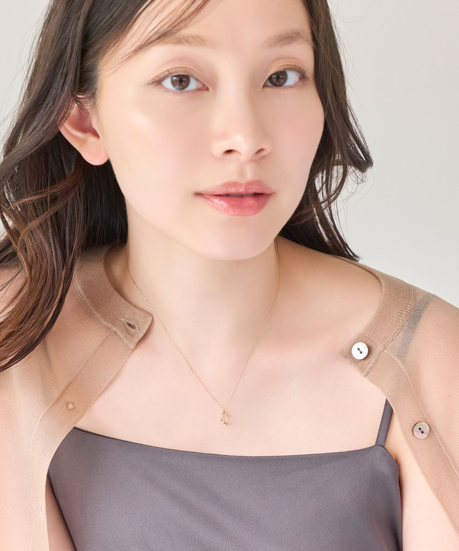 Phoebe「【K10】リーフィーダイヤモンドネックレス/BOX付き/全長:40cm」|ネックレス|