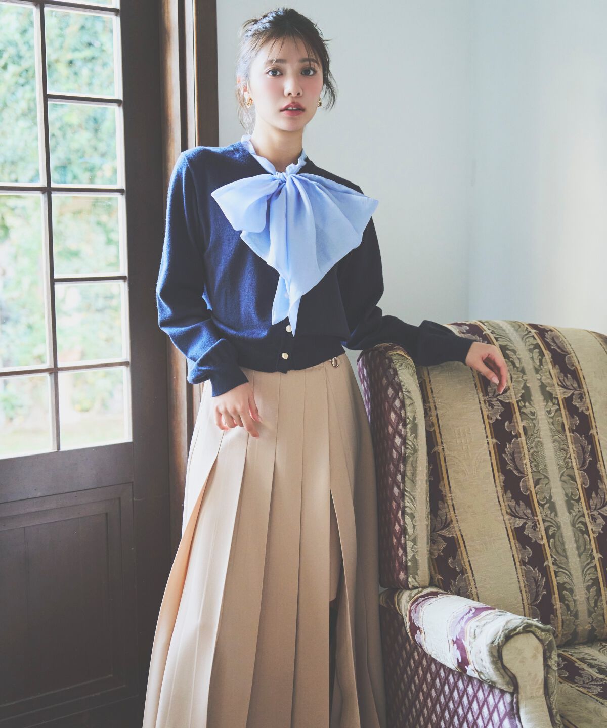 アンドクチュール「アシメプリーツスカート」|フレア|