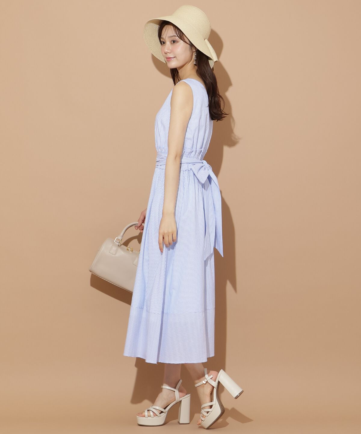 WILLSELECTION「ウエストシャーリングストライプワンピース」|ワンピース|