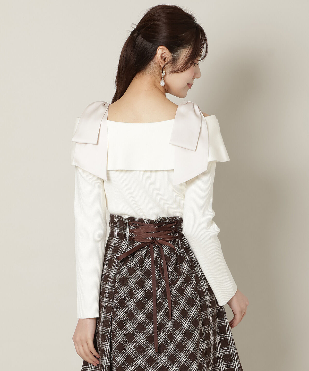 WILLSELECTION「リボンオフショルニットプルオーバー」|ニット・セーター|