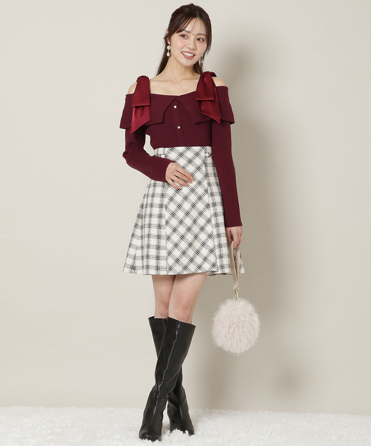 WILLSELECTION「リボンオフショルニットプルオーバー」|ニット・セーター|