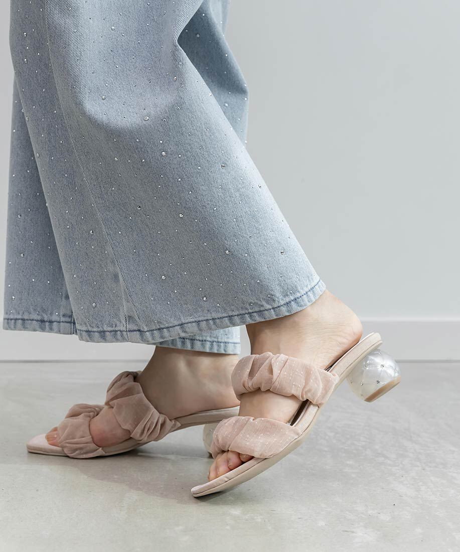  「キルティングヒールミュールサンダル」|パンプス|