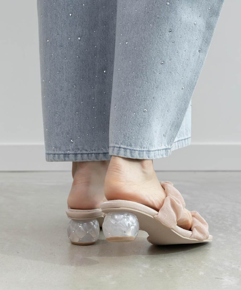  「キルティングヒールミュールサンダル」|パンプス|