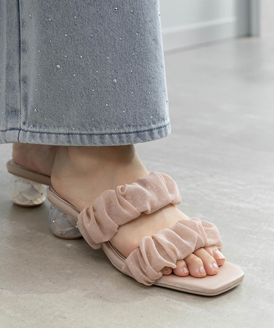  「キルティングヒールミュールサンダル」|パンプス|