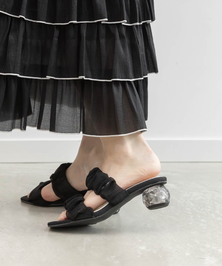  「キルティングヒールミュールサンダル」|パンプス|