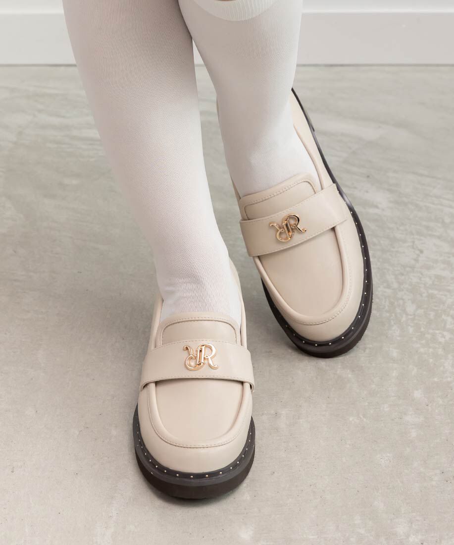  「モノグラムスタッズボリュームローファー」|ローファー|アイボリー