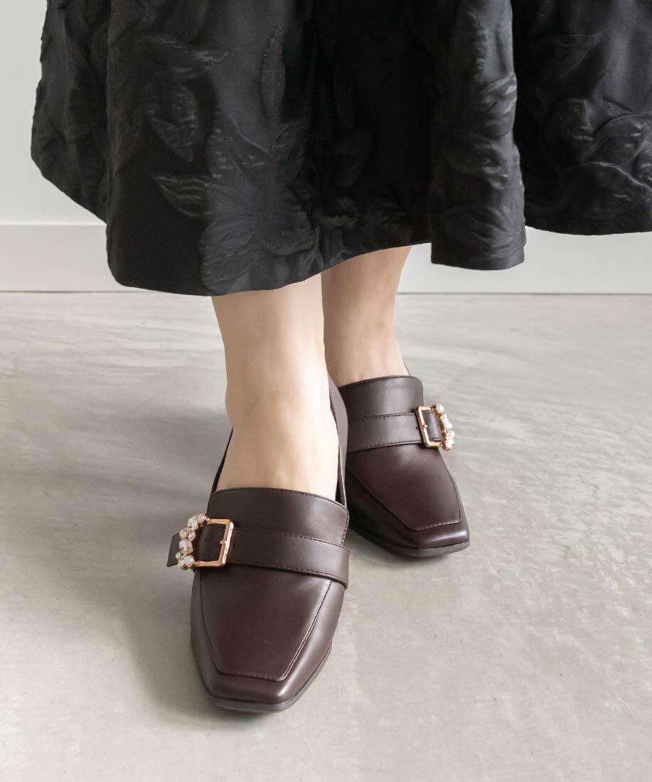  「ビジューバックルヒールアップシューズ」|ローファー|