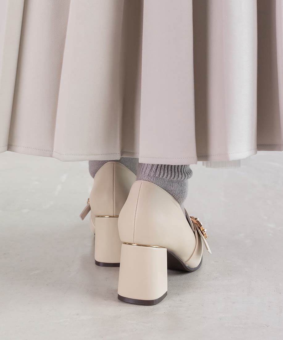  「ビジューバックルヒールアップシューズ」|ローファー|