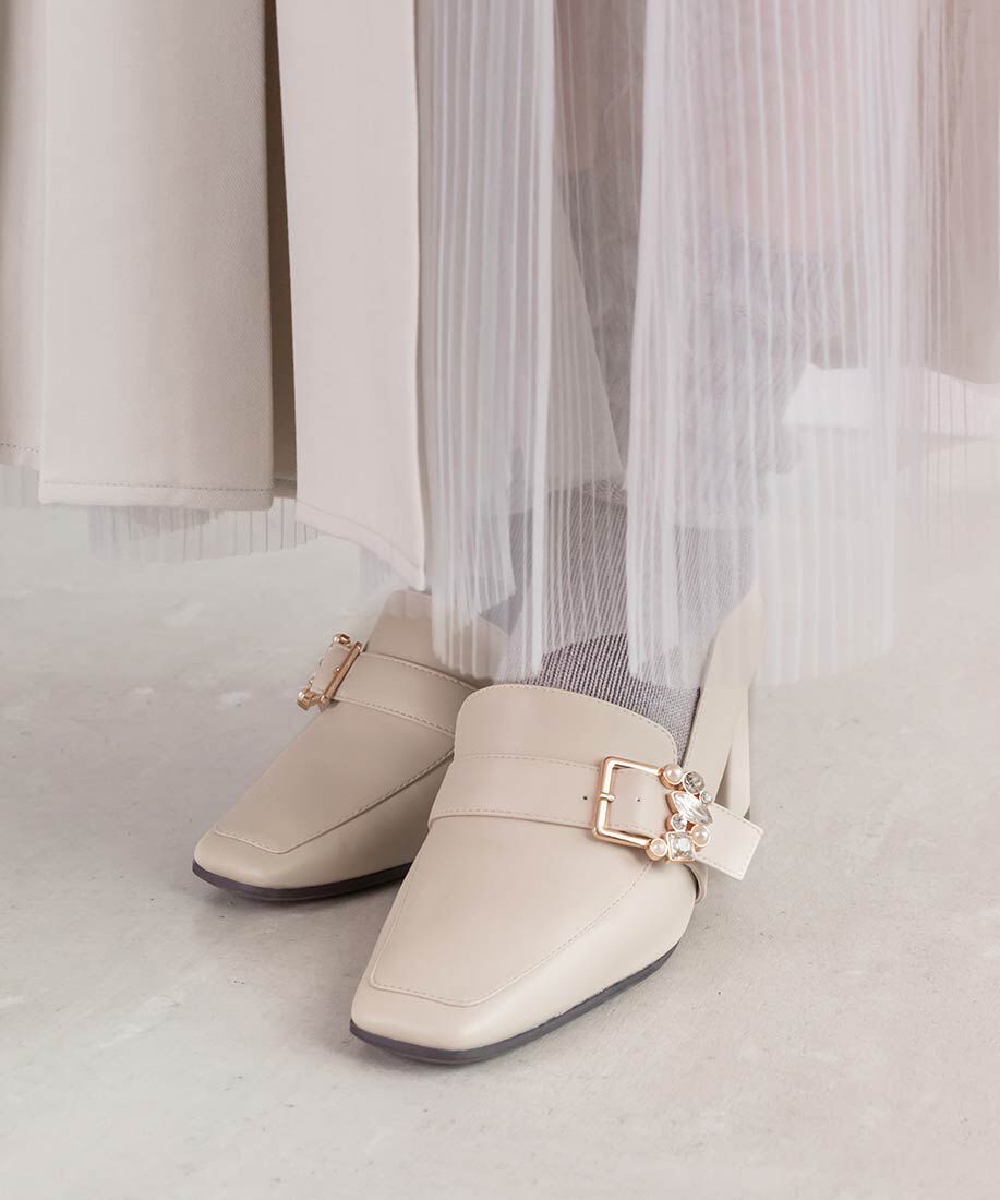  「ビジューバックルヒールアップシューズ」|ローファー|