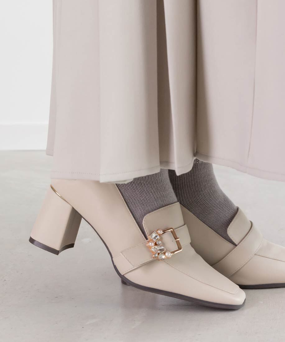  「ビジューバックルヒールアップシューズ」|ローファー|